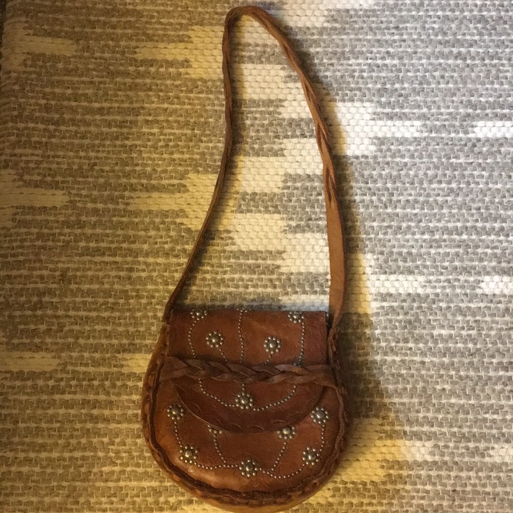 Vintage leather studded bag